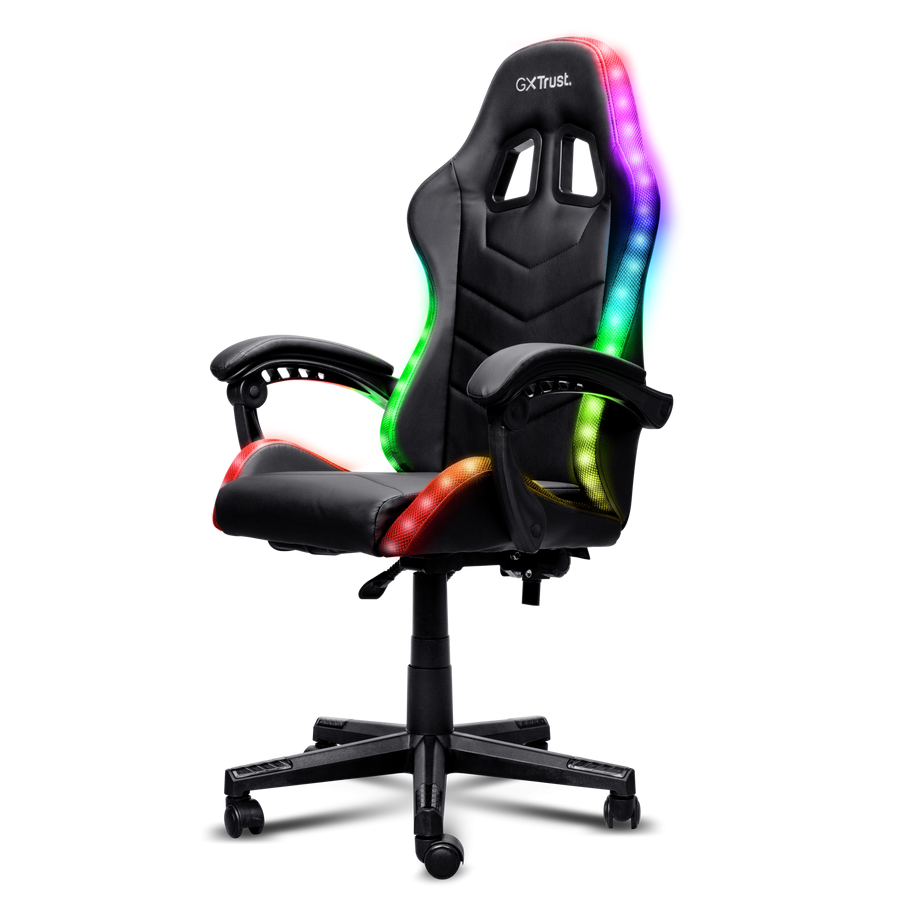 Trust Gaming GXT704 RONIQ RGB Gaming Stuhl Bequemer, einstellbarer Gaming-Stuhl mit RGB-Beleuchtung