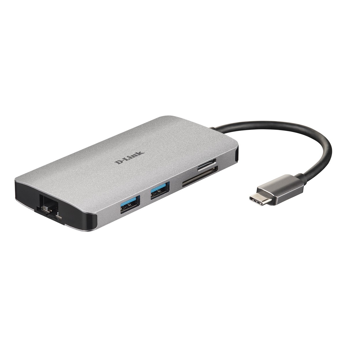 D-Link 8-In-1 USB-C Hub (DUB-M810) [3x USB 3.0, 1x HDMI, 1x USB-Typ C/Thunderbolt 3, 1x Gigabit LAN, Dual-Slot Kartenleser]