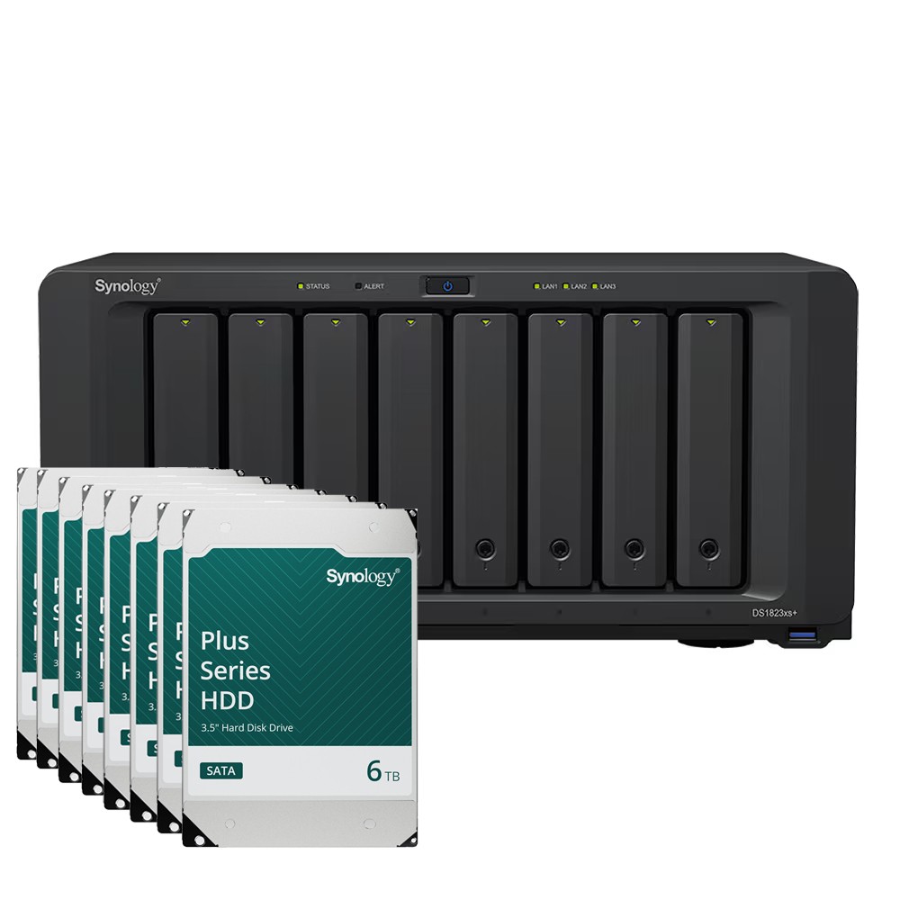 Synology DS1823xs+ 48TB Plus HDD NAS-Bundle NAS inkl. 8x 6TB Synology Plus HDD 3.5 Zoll SATA Festplatte