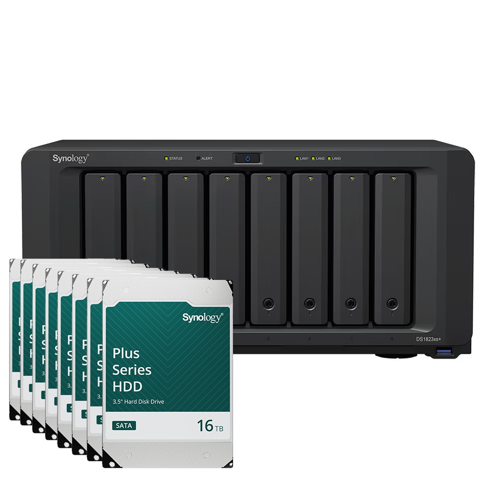 Synology DS1823xs+ 128TB Plus HDD NAS-Bundle NAS inkl. 8x 16TB Synology Plus HDD 3.5 Zoll SATA Festplatte