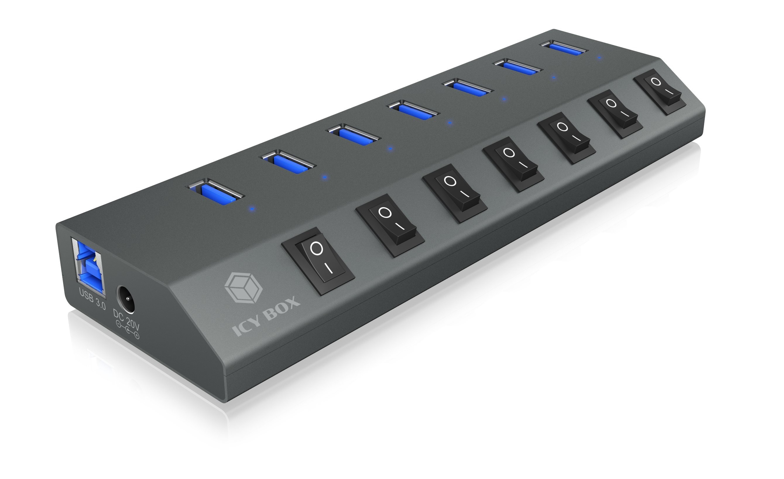 ICY BOX 7 Port Hub mit USB 3.0 Type-C und Type-A Anschluss und BC 1.2 unterstützung