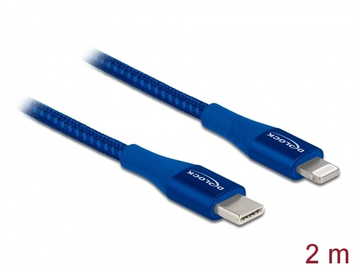 Delock Daten- und Ladekabel USB Type-C™ zu Lightning™ für iPhone™, iPad™ und iPod™ blau 2,0 m MFi