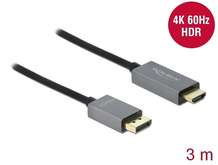 Delock Aktives DisplayPort 1.4 zu HDMI Kabel 4K, 60Hz (HDR), 3m