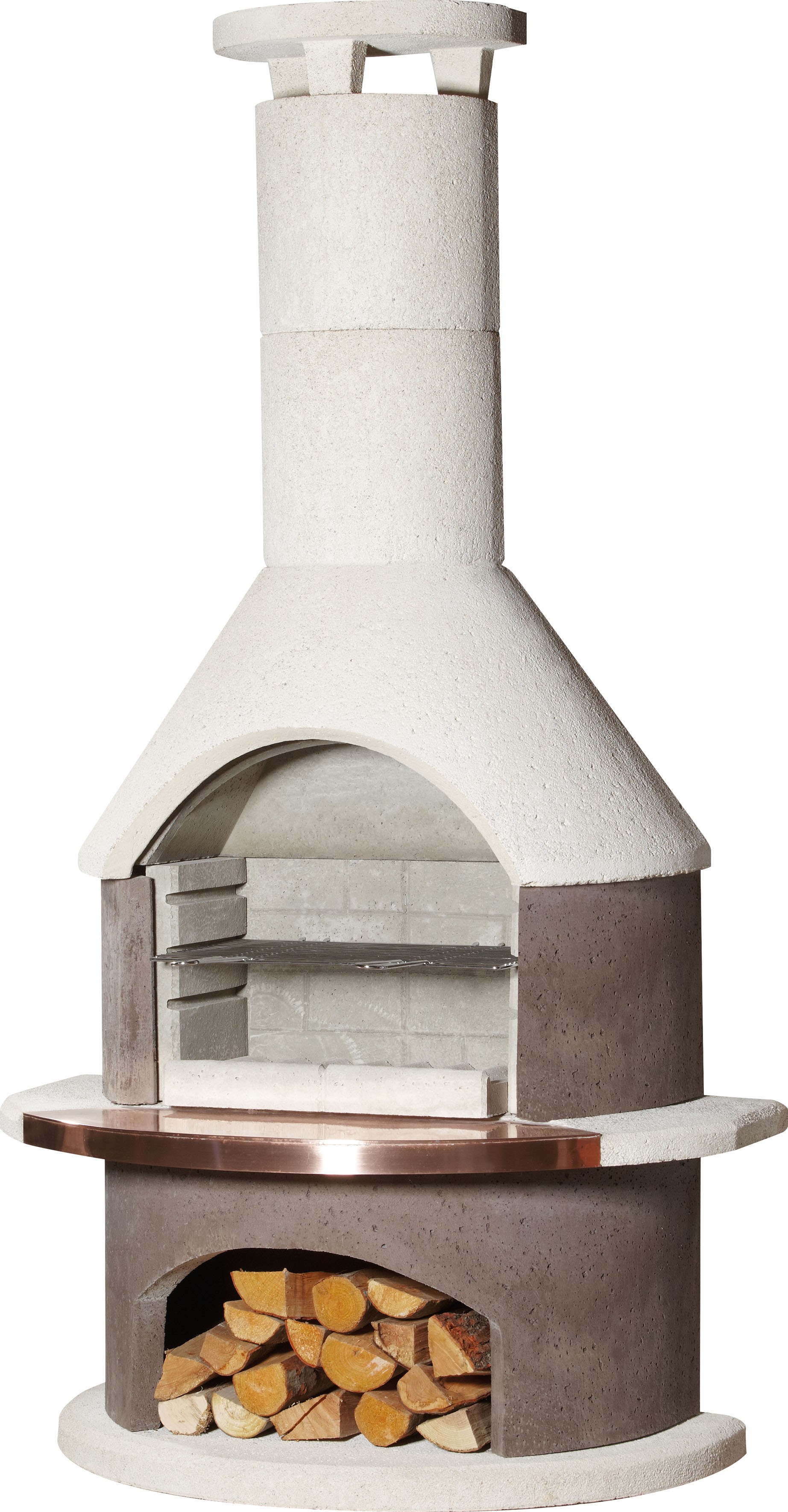 Gartengrillkamin Rondo weiß-braun