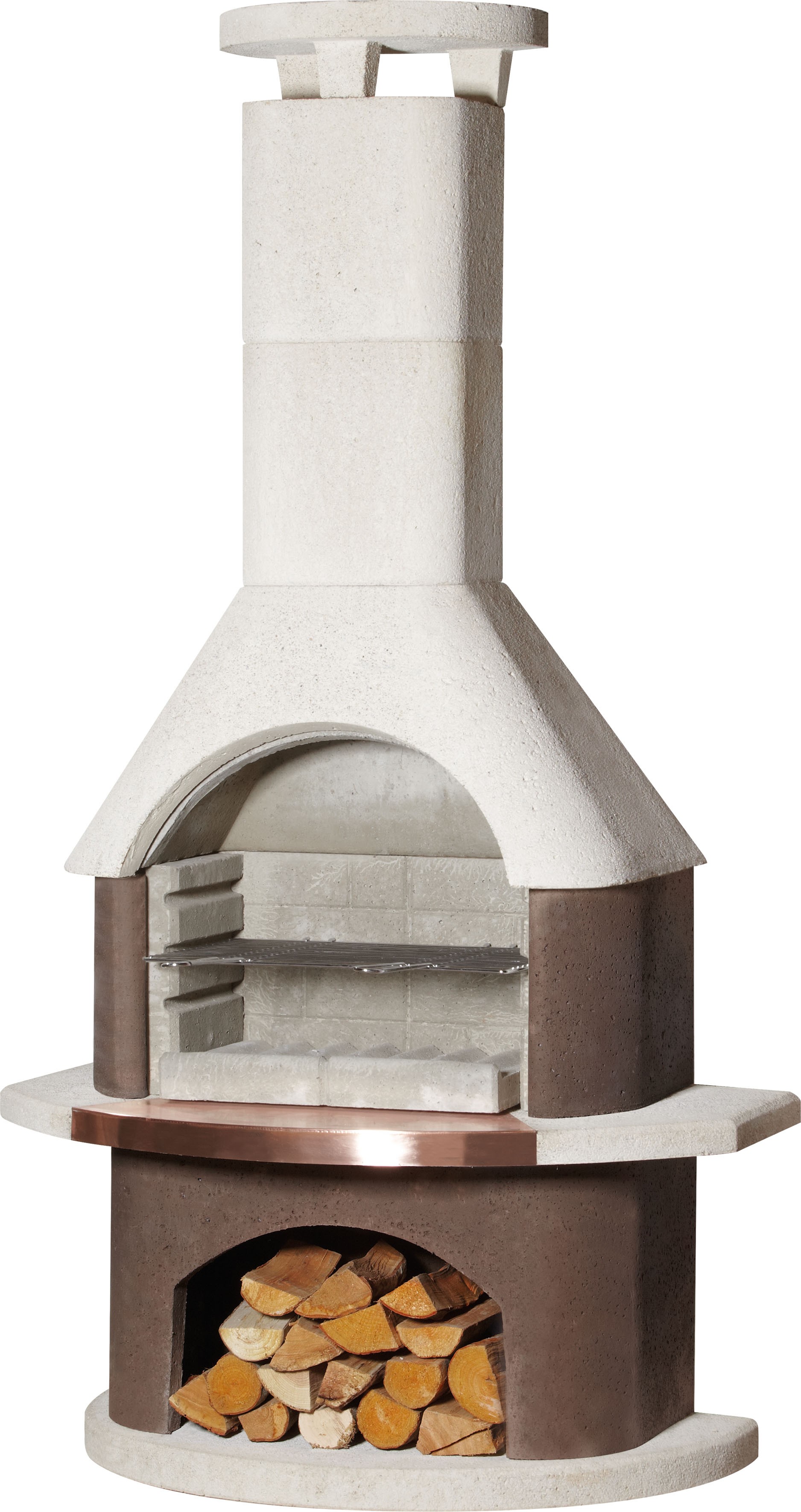 Gartengrillkamin San Remo weiß-braun