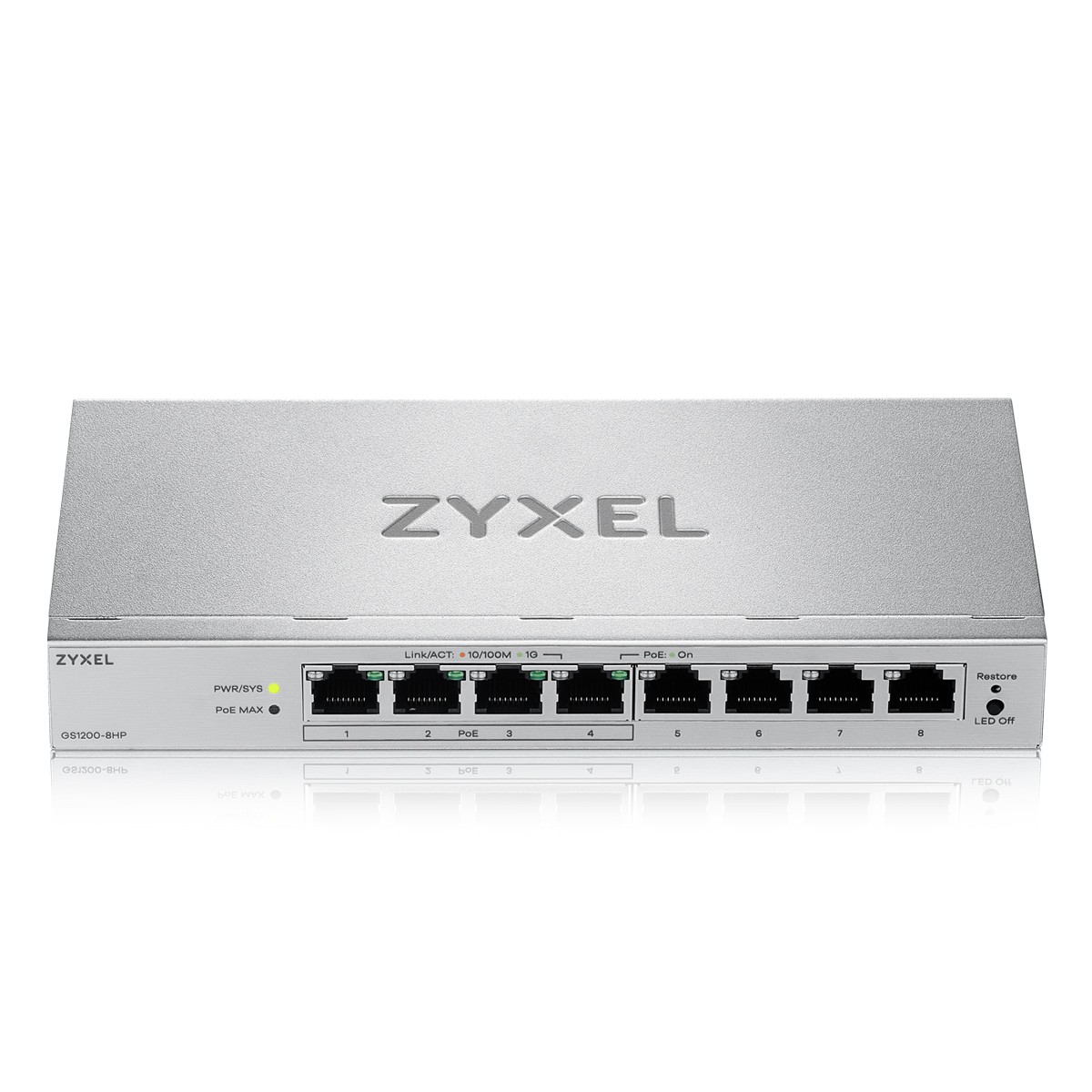 Zyxel GS1200-8HPv3 Smart Managed Switch 8x Gigabit Ethernet (4x PoE+, max. 68W)