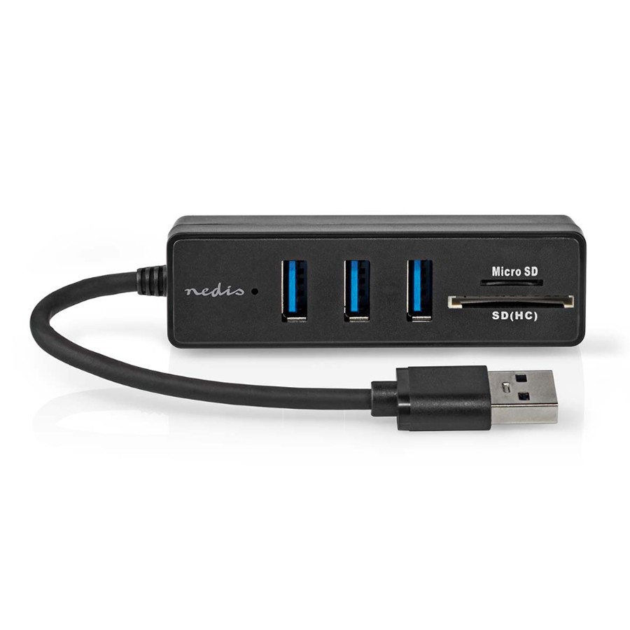 Nedis USB-Hub USB-A Stecker 3x USB A Buchse - 5-Port port(s), USB 3.2 Gen 1, Stromversorgung über USB, 5 Gbps, SD & MicroSD
