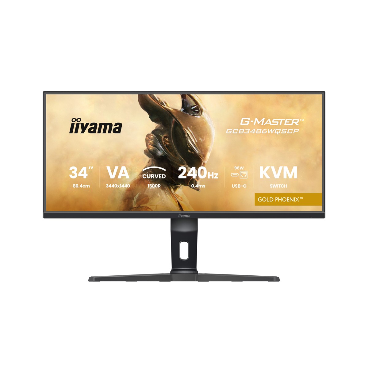 Iiyama GCB3486WQSCP-B1 Gaming Monitor 34" UWQHD VA, 240 Hz, 0.4 ms MPRT, USB-Hub, USB-C (PD 95W), RJ45, AMD FreeSync Premium
