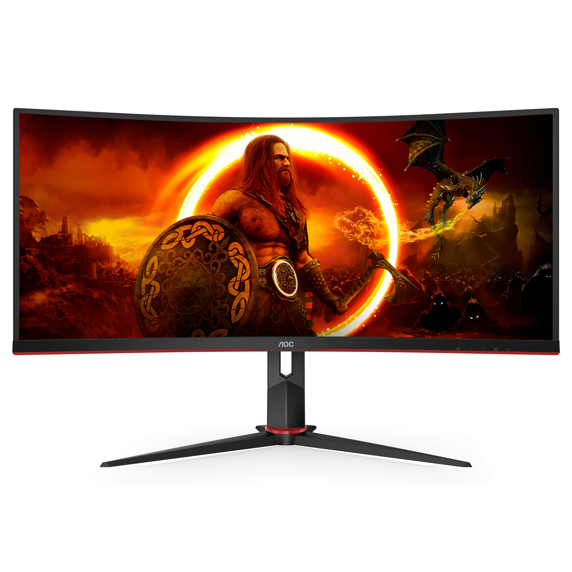AOC Gaming CU34G2XP - 34 Zoll WQHD Curved Monitor, 180 Hz FreeSync Prem., HDR400 (3440x1440, 1ms GtG, HDMI, DisplayPort, USB Hub