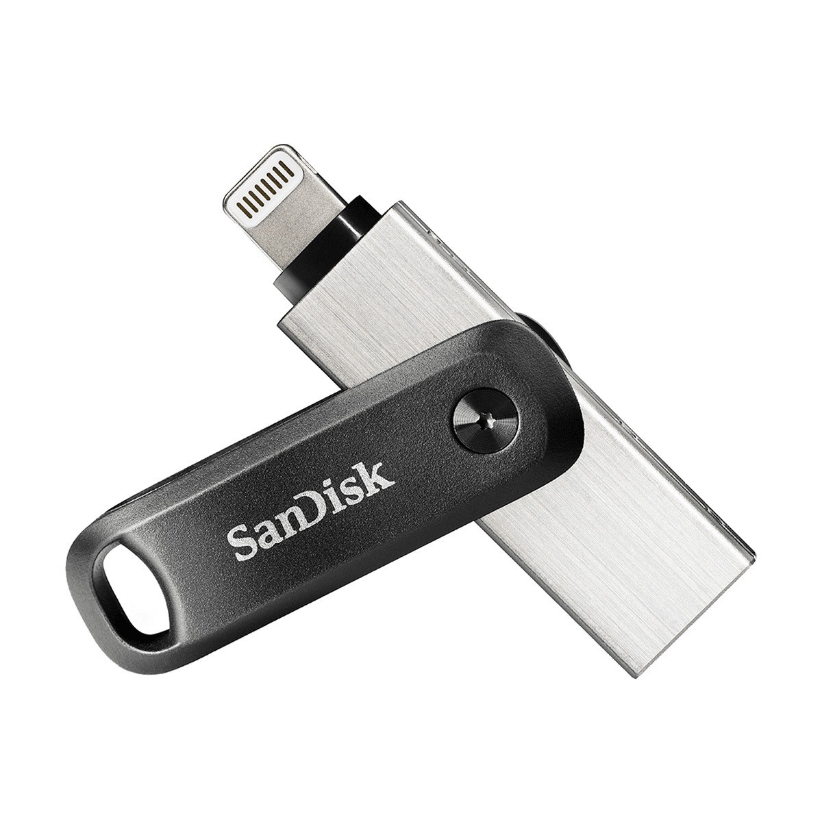 SanDisk iXpand Go Typ-A/Typ-Lightning 256GB USB-Stick Swivel, bis zu 75 MB/s, USB 3.2 Gen 1x1 (5 Gbit/s)