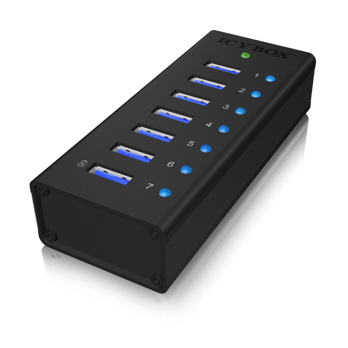 ICY BOX IB-AC618 - 7 Port USB 3.0 Hubmit USB Ladeport