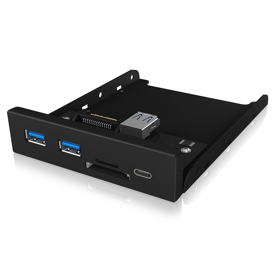 ICY BOX IB-HUB1417-i3 Frontpanel mit USB 3.0 Type-C und Type-A Hub mit Kartenleser