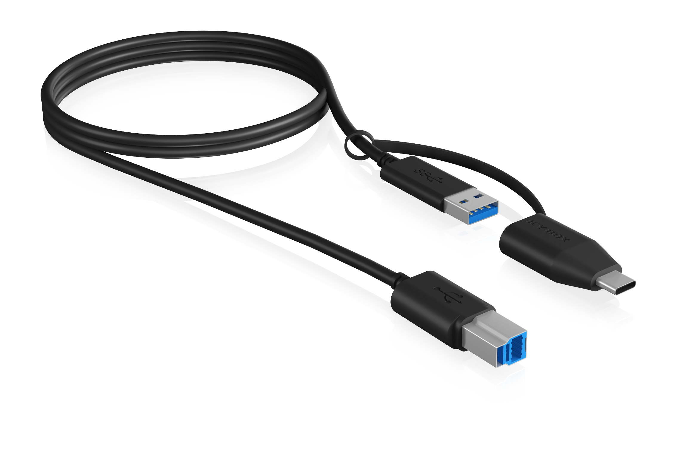 ICY BOX USB 3.2 (Gen 1) Type-B zu USB Type-A & Type-C Kabel