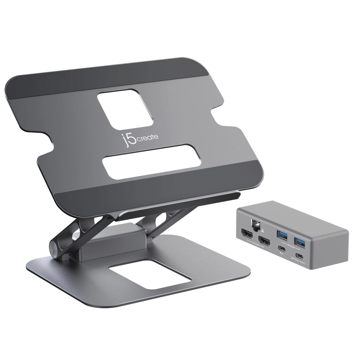 j5create Notebookständer + Dual 4K Dockingstation HDMI, USB 3.2, USB-C