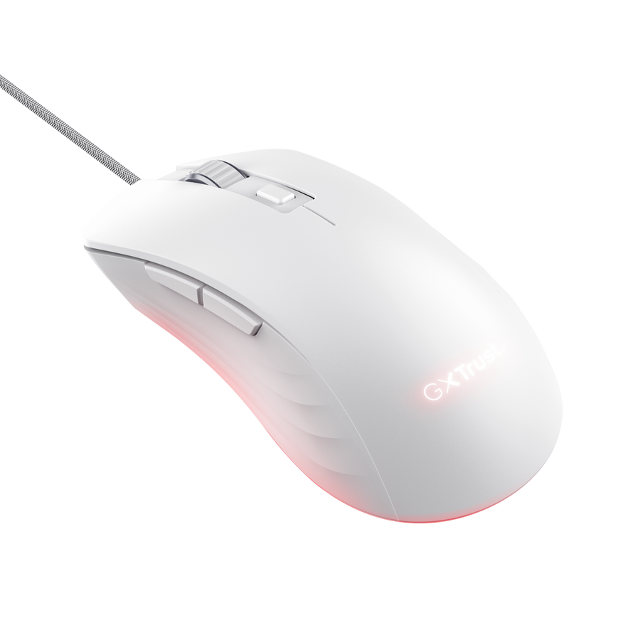 MAU Trust Gaming GXT924W YBAR+ Gaming Maus weiß Hochleistungsfähige Gaming-Maus mit 25K DPI-Sensor und voller RGB LED-Beleuchtun