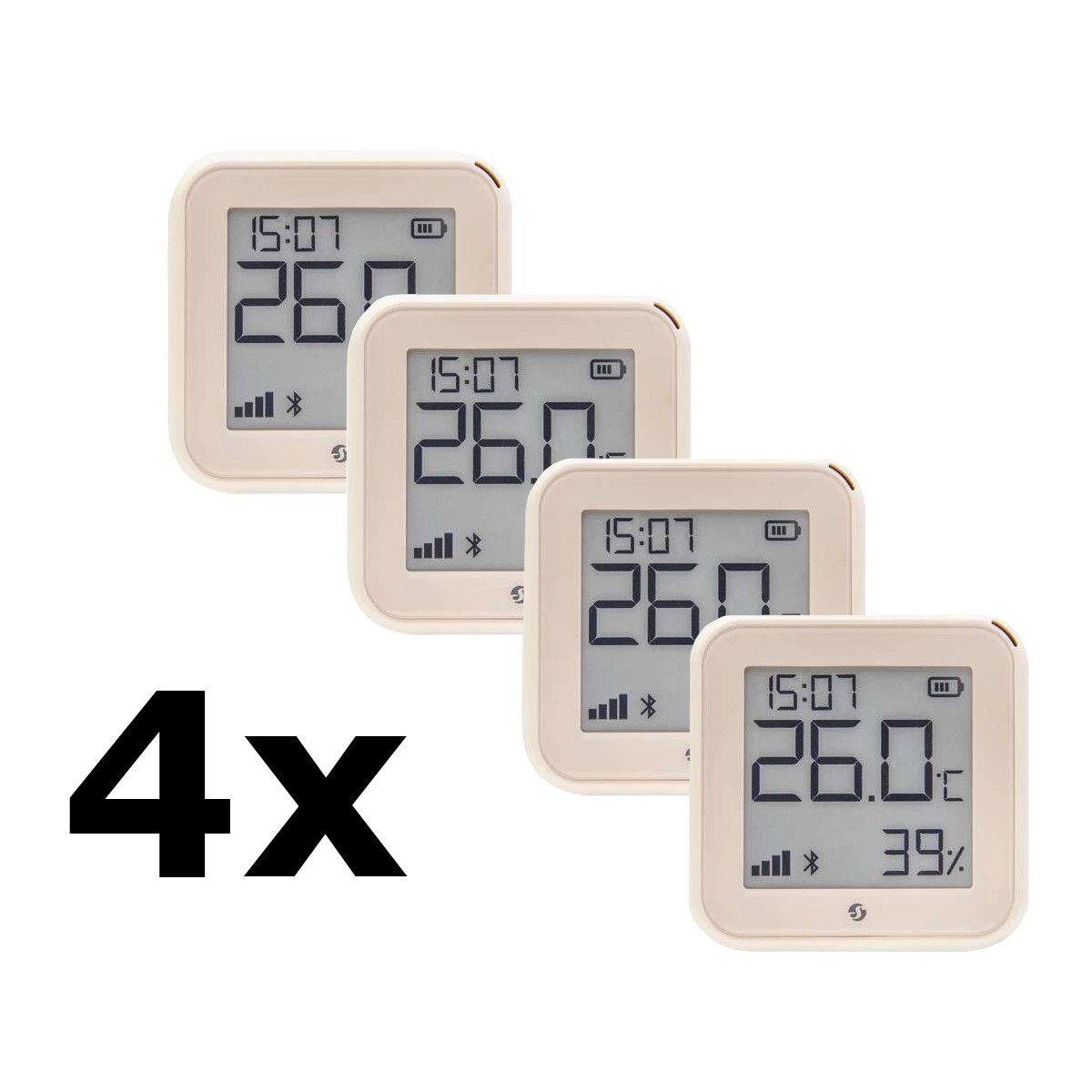 Bundle 4x Shelly H&T Gen.3 Temperatur- & Luftfeuchtigkeitssensor - Temperatur und Luftfeuchtigkeitssensor mit WLAN und Bluetooth