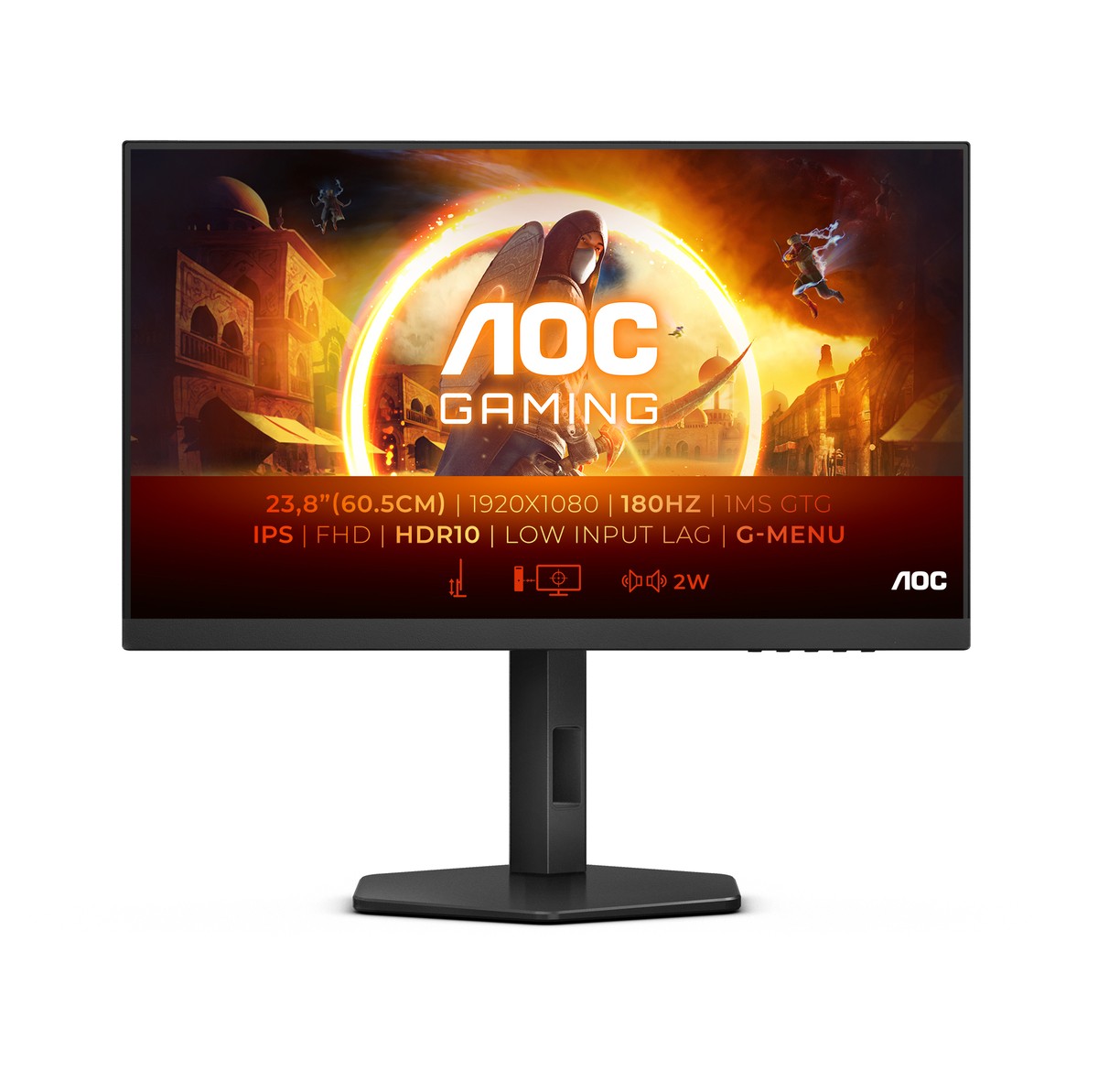 AOC Gaming 24G4X 24 Zoll FHD Monitor, 180 Hz, 1 ms, FreeSync Prem., G-Sync comp., HDR10 (1920x1080, HDMI, DisplayPort) schwarz