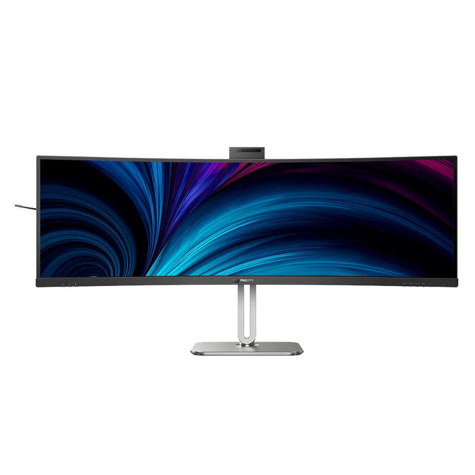 Philips 49B2U6903CH 49 Zoll DQHD Curved Monitor, Webcam, Mikrofon, RJ45, höhenverstellbar (5120x1440, HDMI, DisplayPort, USB-C, 