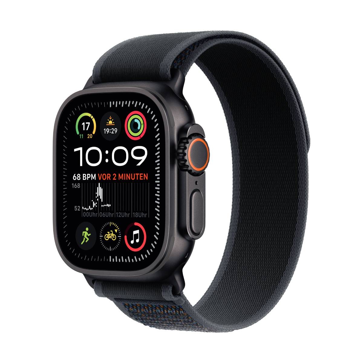 Apple Watch Ultra 2 Schwarz Titanium Trail Loop Schwarz S/M 2024 GPS + Cellular 49mm