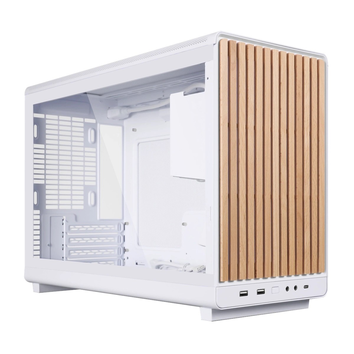 Lian Li DAN Cases A3-mATX White TG Wood Edition | PC-Gehäuse
