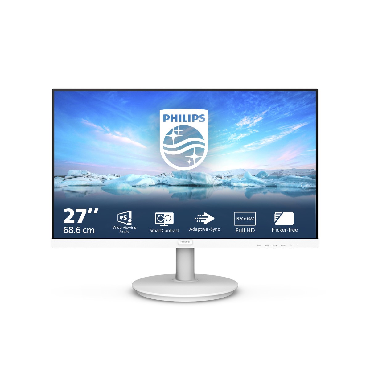 Philips 271V8AW 27 Zoll FHD Monitor, Lautsprecher (1920x1080, 75 Hz, VGA, HDMI) Weiss