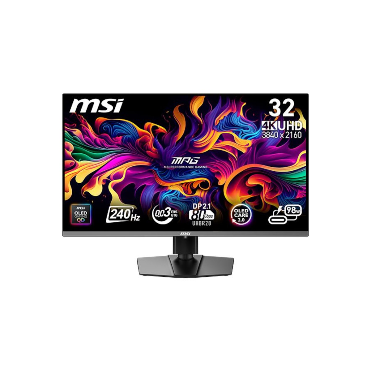 MSI MPG 322URXDE QD-OLED Gaming Monitor - 4K UHD, 240Hz, 0,03ms MSI OLED Care 2.0, HDMI 2.1-48Gbps Bandbreite, 4K 120Hz-Unterstü