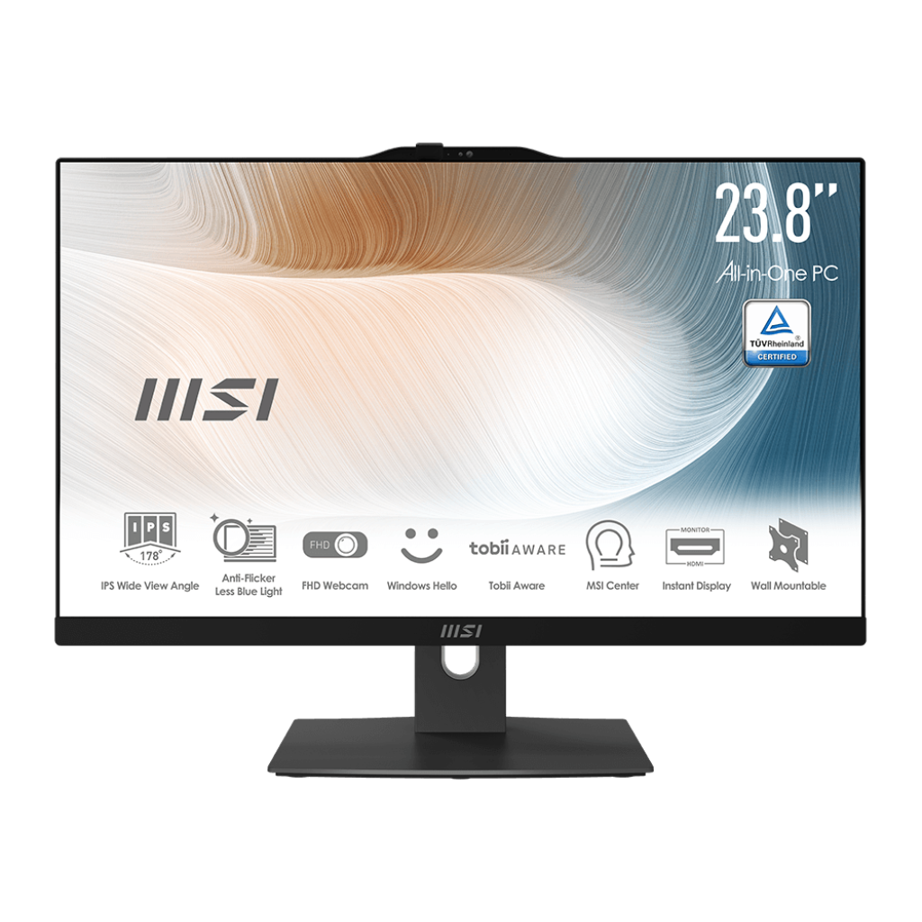MSI Modern AM242P 1M-1203DE All-in-One schwarz 23.8" (60,5cm) FHD Display, Intel Core i5-120U, 16GB RAM, 512GB M.2 SSD, Intel Gr