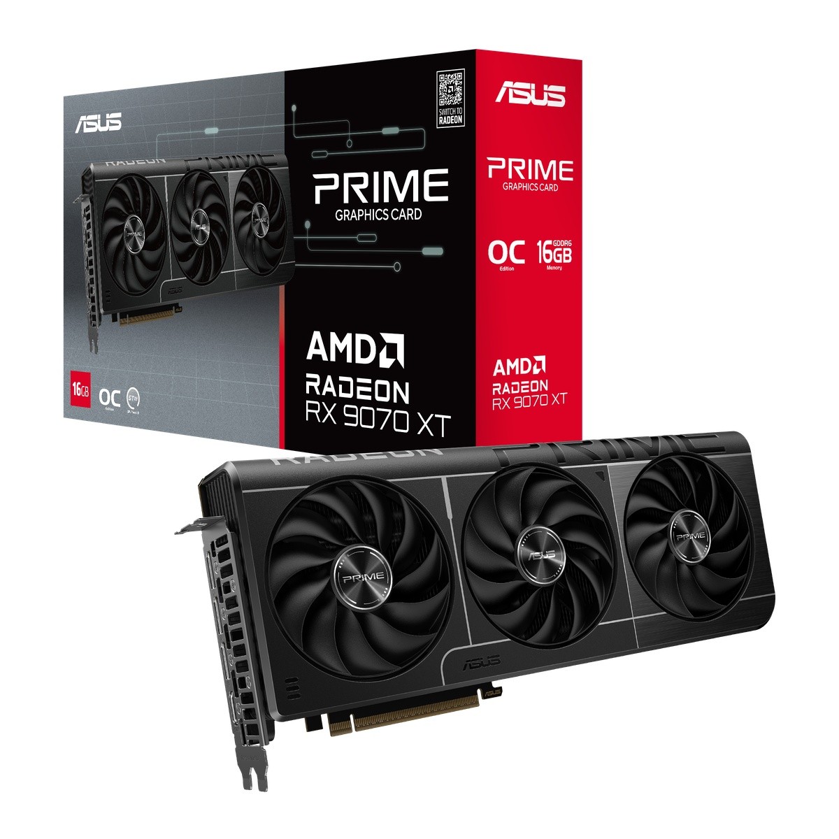 Asus PRIME Radeon RX 9070 XT 16GB Grafikkarte - 16GB GDDR6, HDMI, 3x DP
