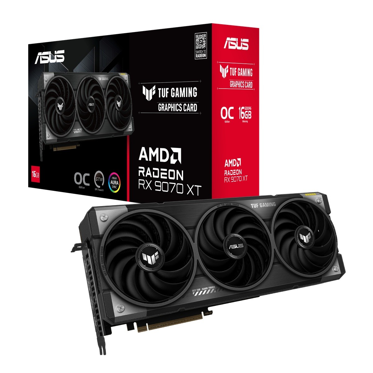 Asus TUF Radeon RX 9070 XT 16GB Grafikkarte - 16GB GDDR6, HDMI, 3x DP