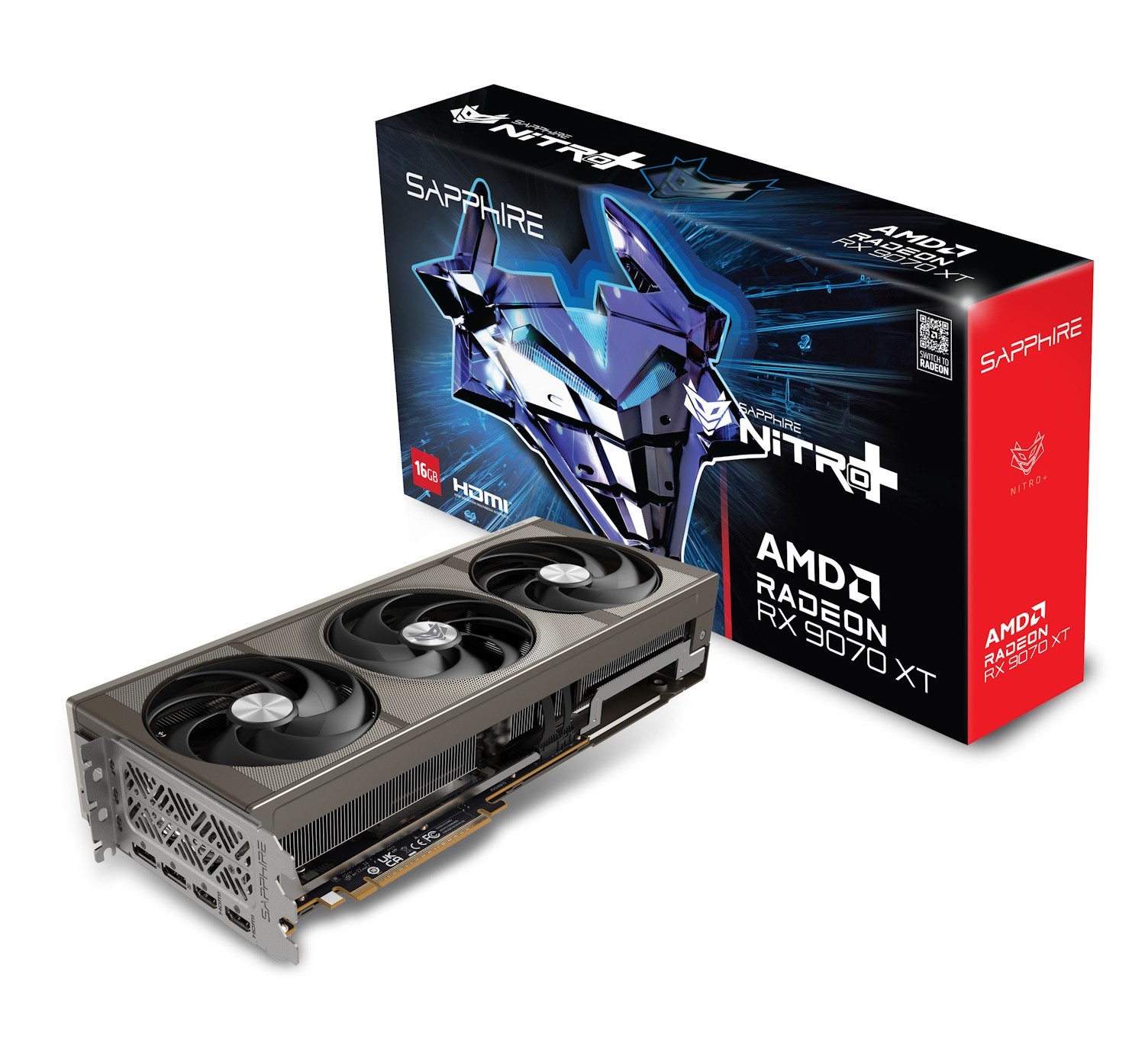 SAPPHIRE NITRO+ AMD RADEON RX 9070 XT GAMING OC Grafikkarte - 16GB GDDR6, 2x HDMI, 2x DP