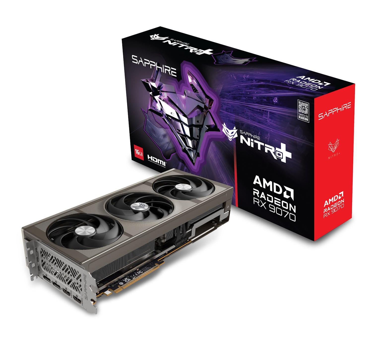 SAPPHIRE NITRO+ AMD RADEON RX 9070 GAMING OC Grafikkarte - 16GB GDDR6, 2x HDMI, 2x DP