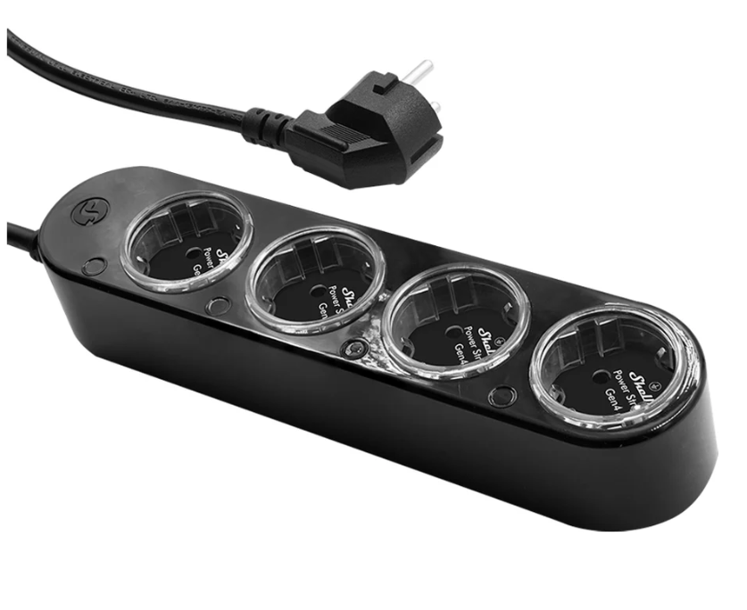 Shelly Power Strip 4 Gen4 schwarz - 4-fach Steckdosenleiste, WiFi, Bluetooth, Zigbee, Matter, HomeKit, Alexa / bis zu 12 A pro S