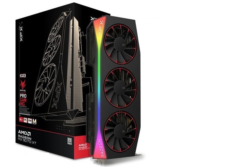 XFX Radeon RX 9070XT MERCURY Magnetic Air RGB Gaming 16GB OC - 16GB GDDR6, 1x HDMI, 3x DP