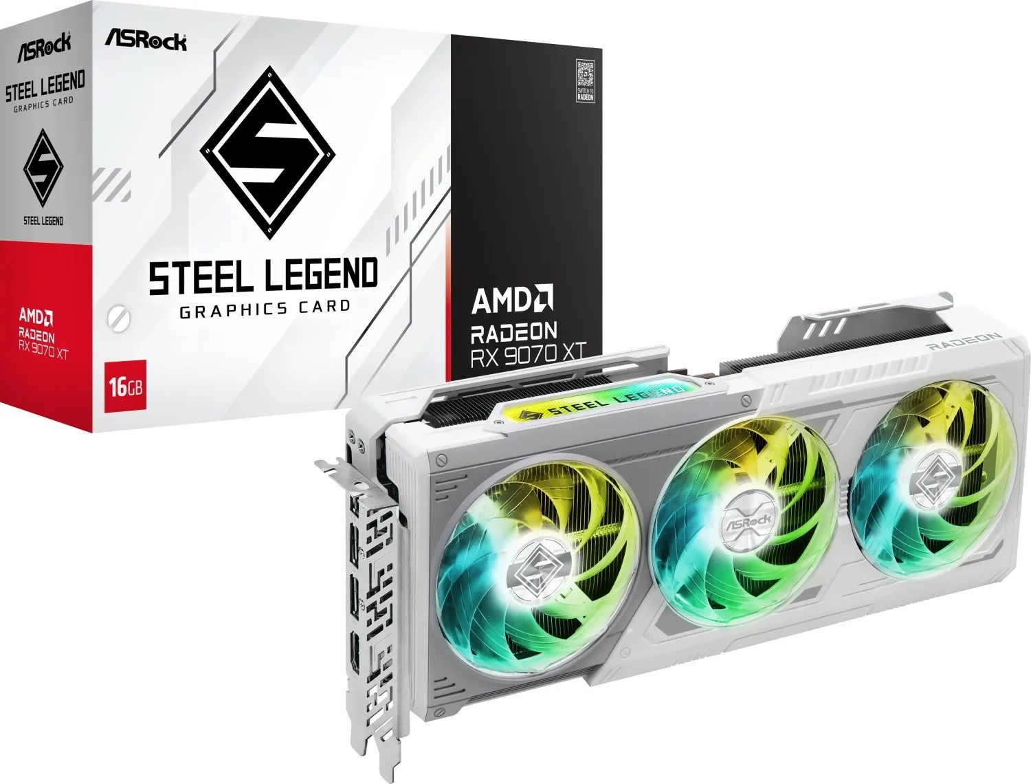 ASRock Radeon RX 9070 XT Steel Legend - 16GB GDDR6, 1x HDMI, 3x DP