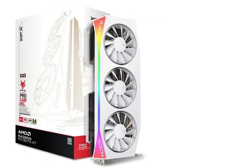 XFX Radeon RX 9070XT MERCURY Magnetic Air RGB 16GB OC White - 16GB GDDR6, 1x HDMI, 3x DP