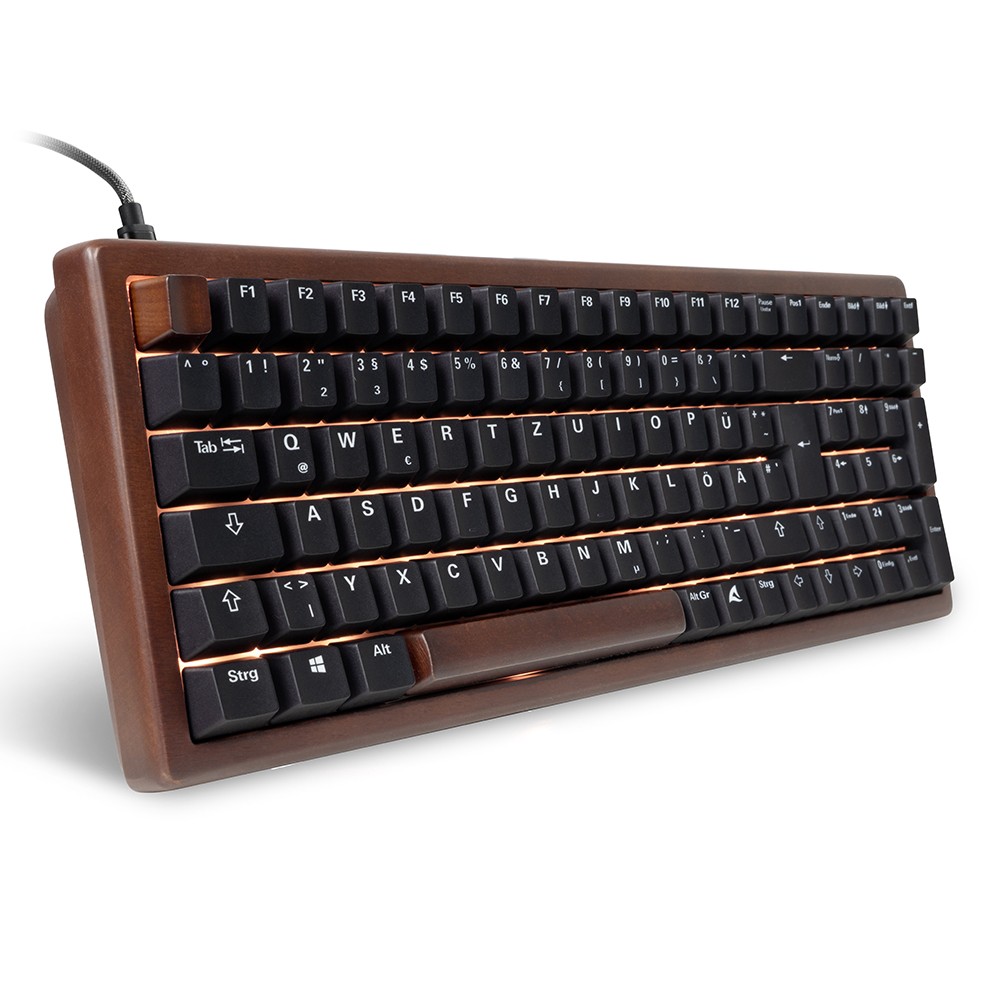 Sharkoon SGK50 S2 Wood PBT kabelgebundene Gaming Tastatur mit Holzgehäuse und hochwertigen PBT-Tastenkappen