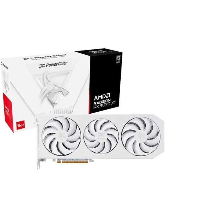 PowerColor Radeon RX 9070 XT OC Hellhound Spectral White - 16GB GDDR6, 1x HDMI, 3x DP