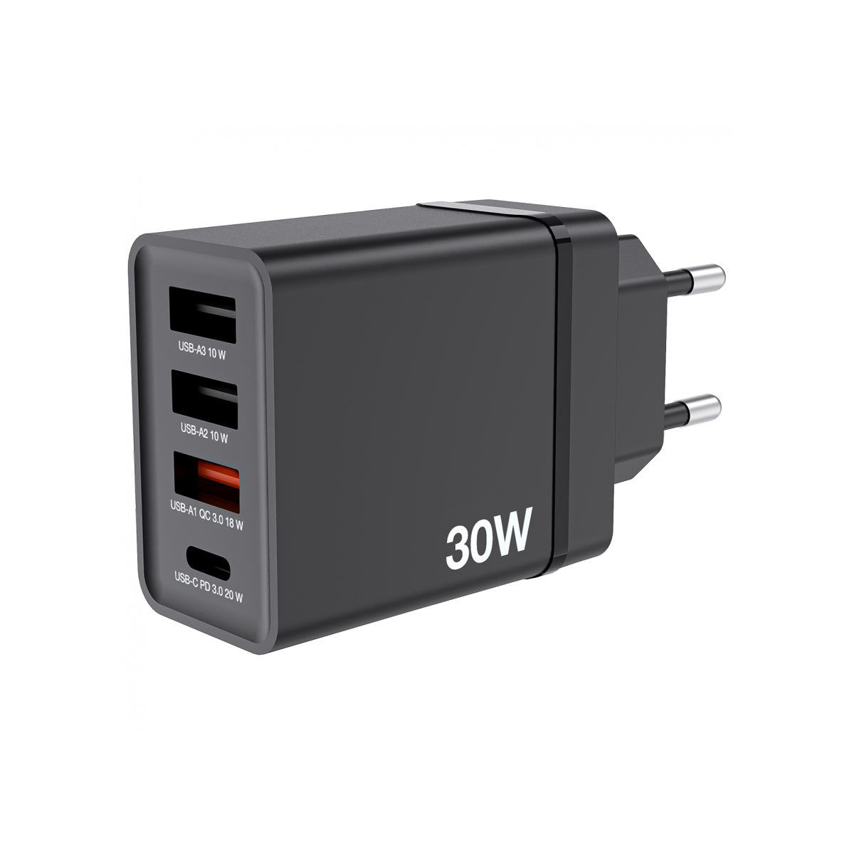 VERBATIM CHR-30EU2 30 W USB Netzladegerät mit 4 Anschlüssen 1 x USB-C® PD 20 W / 1 x USB-A QC 3.0 / 2 x USB-A 10W, schwarz