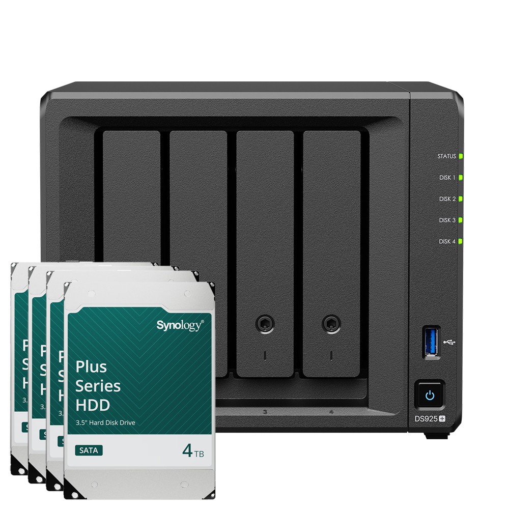 Synology DS925+ 16TB Plus HDD NAS-Bundle NAS inkl. 4x 4TB Synology Plus 3.5 Zoll SATA Festplatte