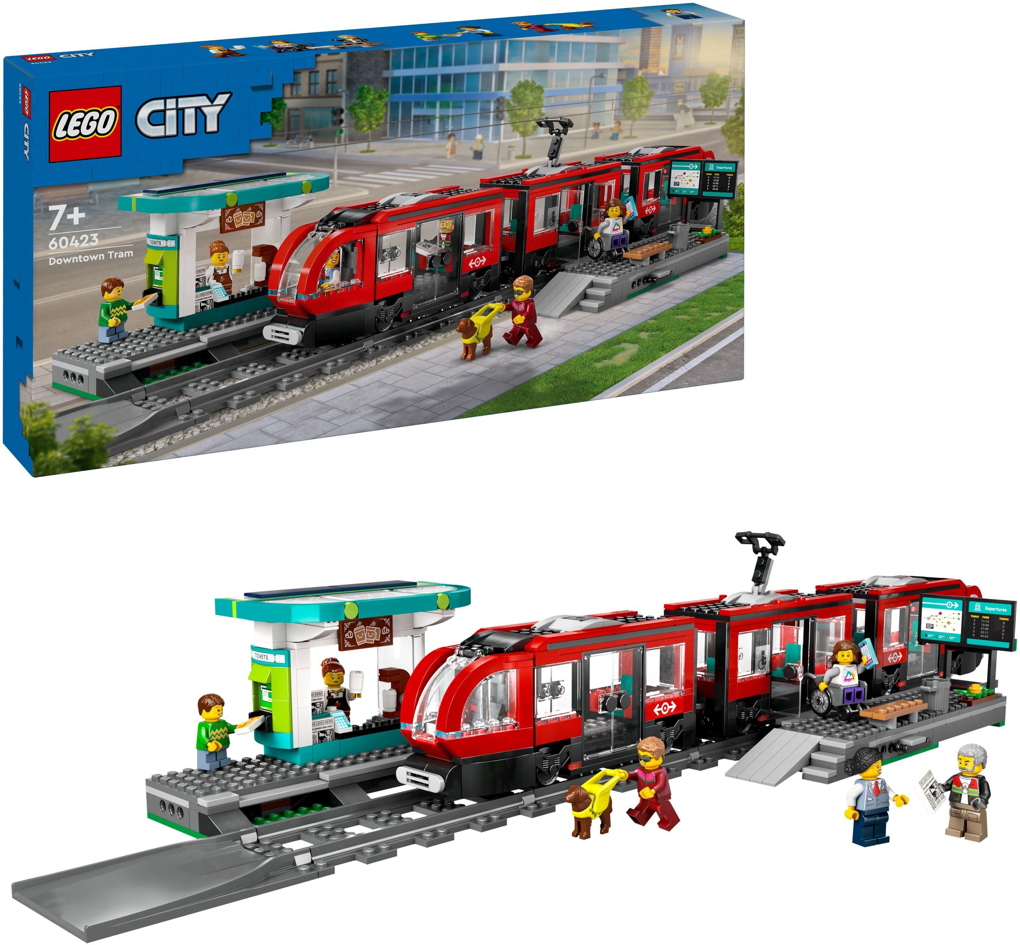 City Straßenbahn mit Haltestelle