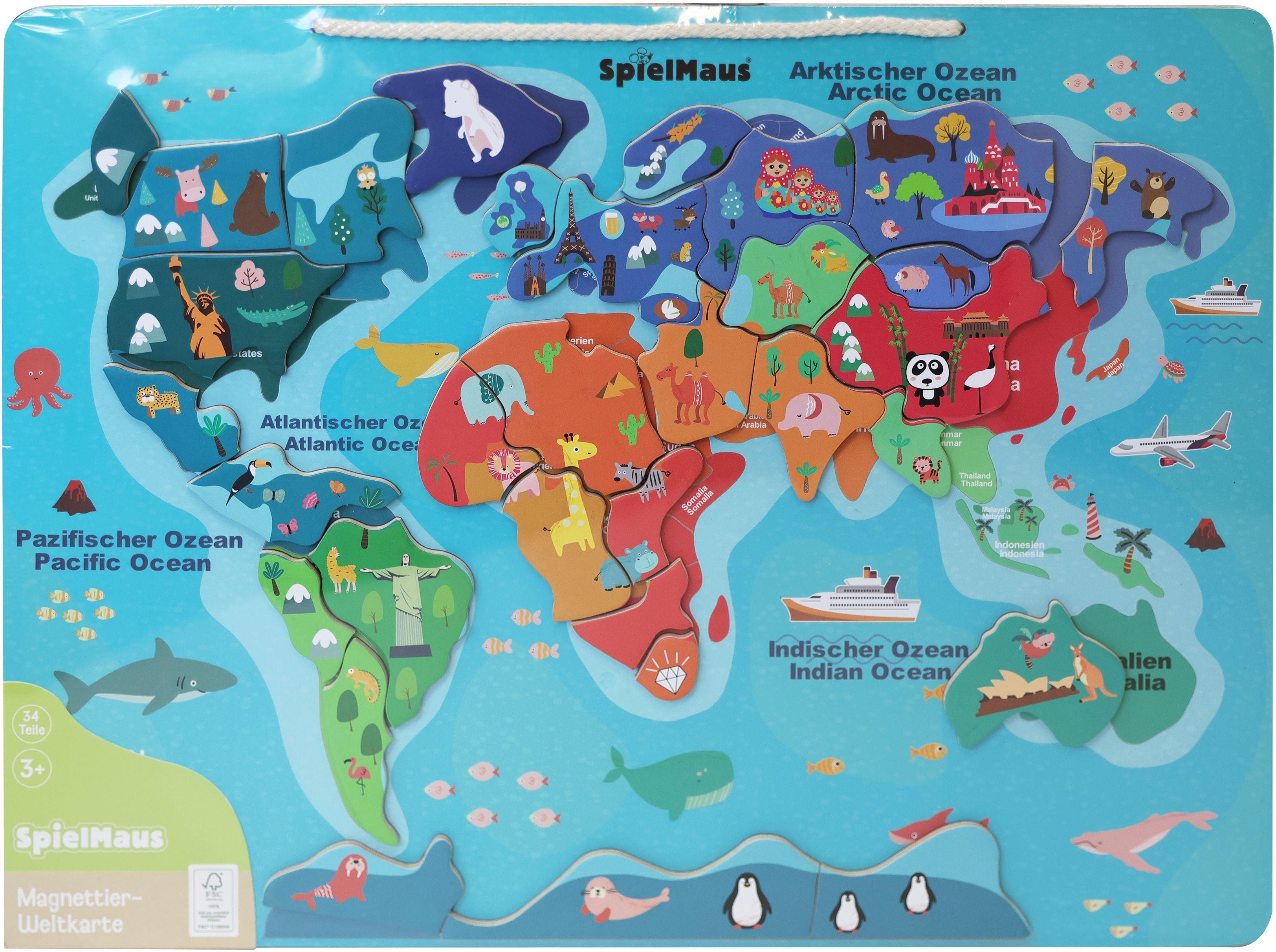 SMH Magnet-Tier Weltkarte 40x30cm