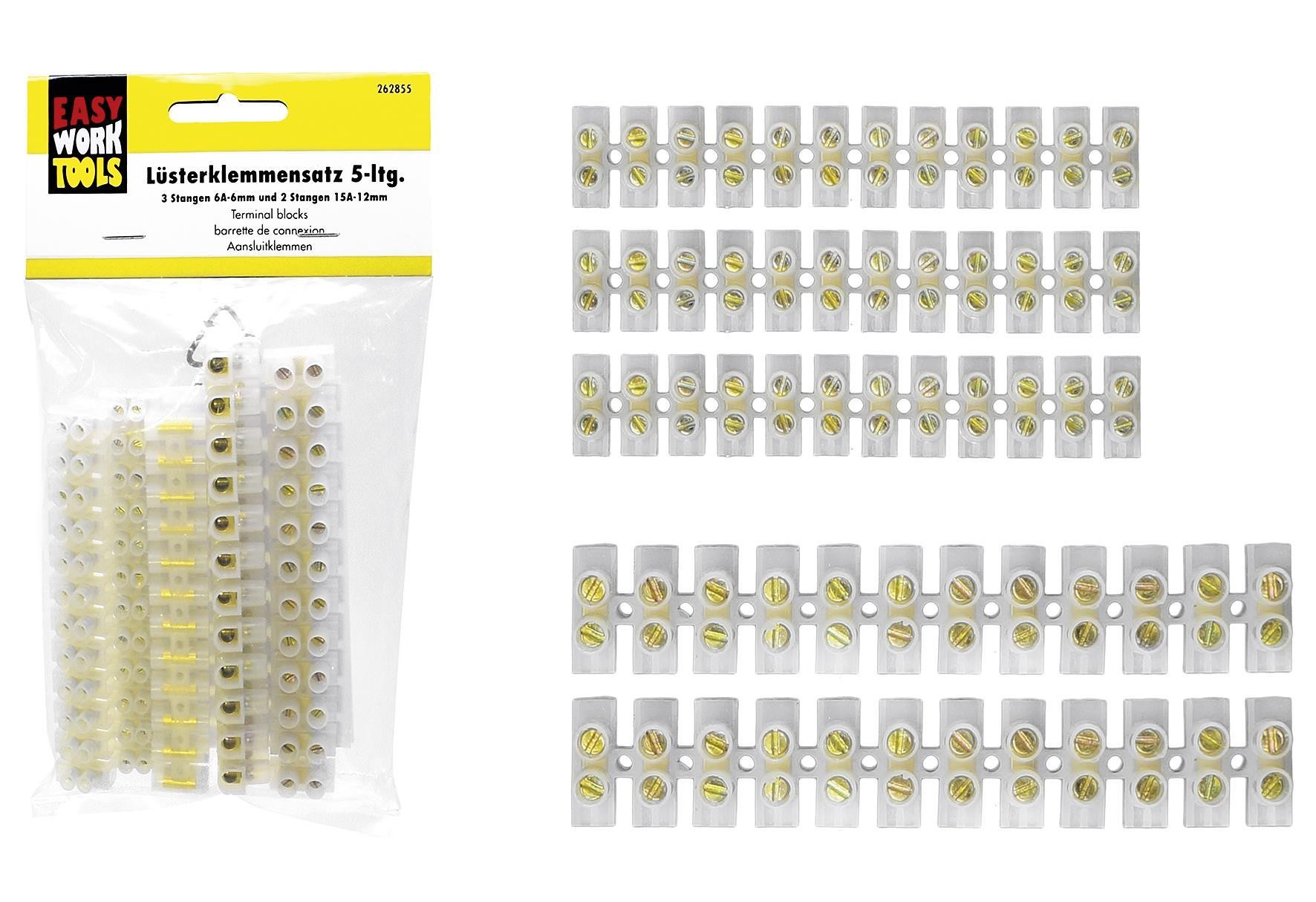 EASY WORK Lüsterklemmensatz 5 Riegel, 12-fach teilbar