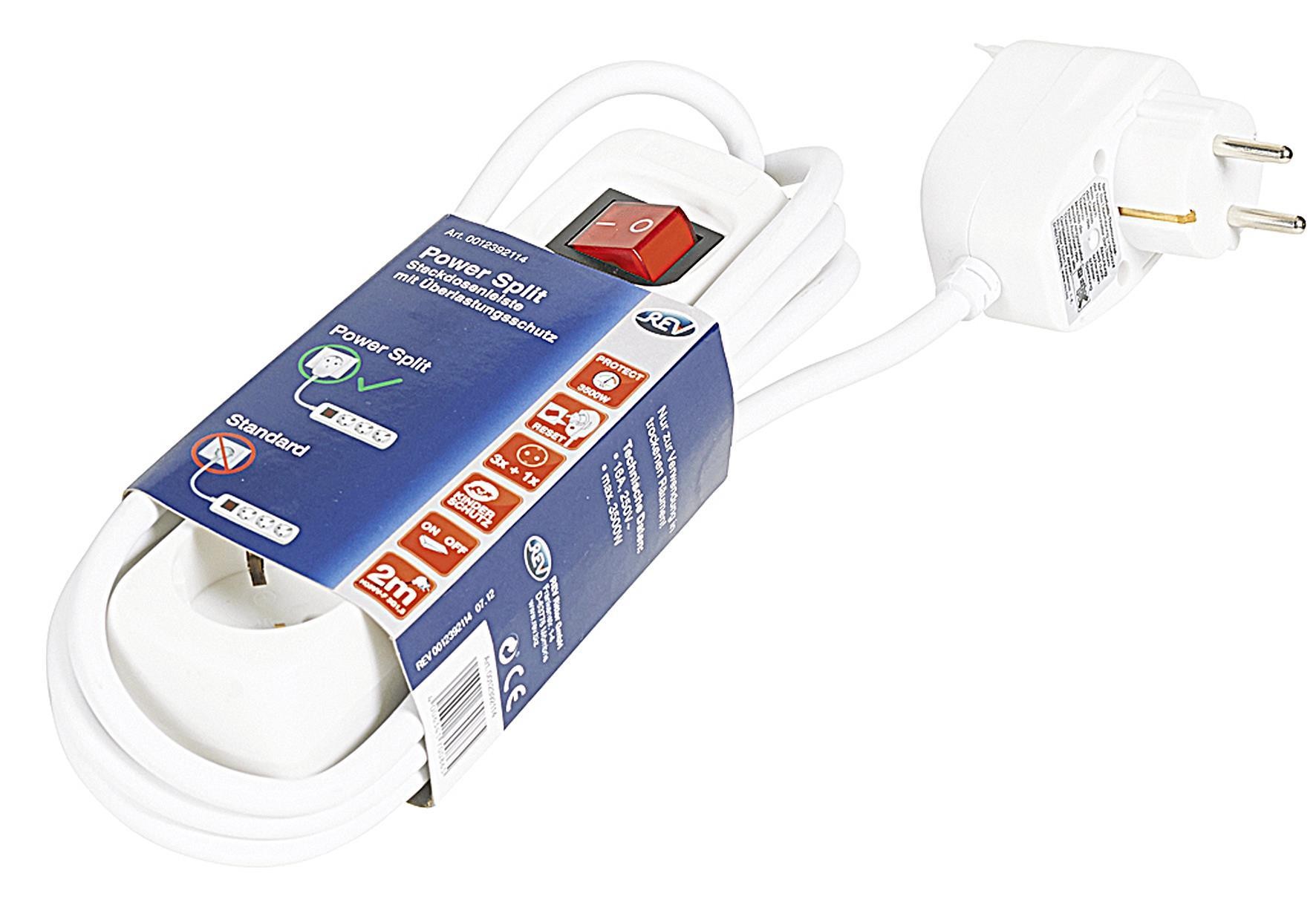 REV RITTER Steckdosenleiste 3fach mit Schalter 2m weiß