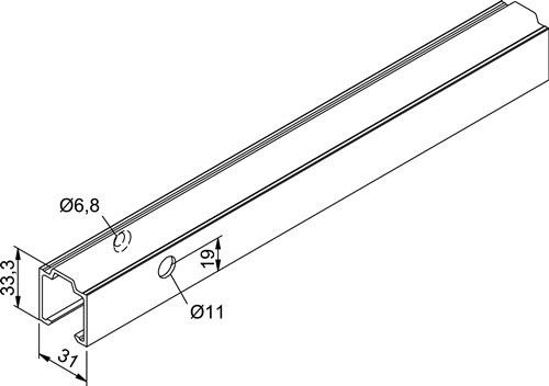 Laufschiene 53/73 Alu.EV1 elox.Lager-L.2100mm Wm.HELM