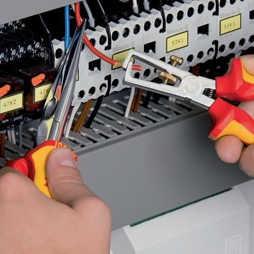 Abisolierzange L.160mm VDE verchr.Mehrkomp.-Hüllen m.Öffnungsf.KNIPEX