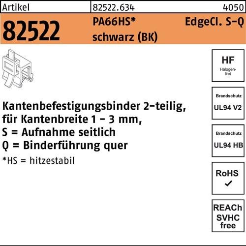 Befestigungsbinder R 82522 Edgecl. 4,6x200/45 PA66HS sw SQ 500St HELLERMANNTYTON - VPE: 500