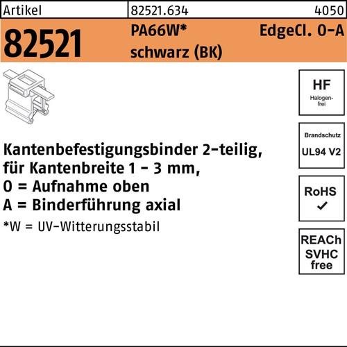 Befestigungsbinder R 82521 Edgeclip 4,6x200/45 PA66W sw 500St. HELLERMANNTYTON - VPE: 500