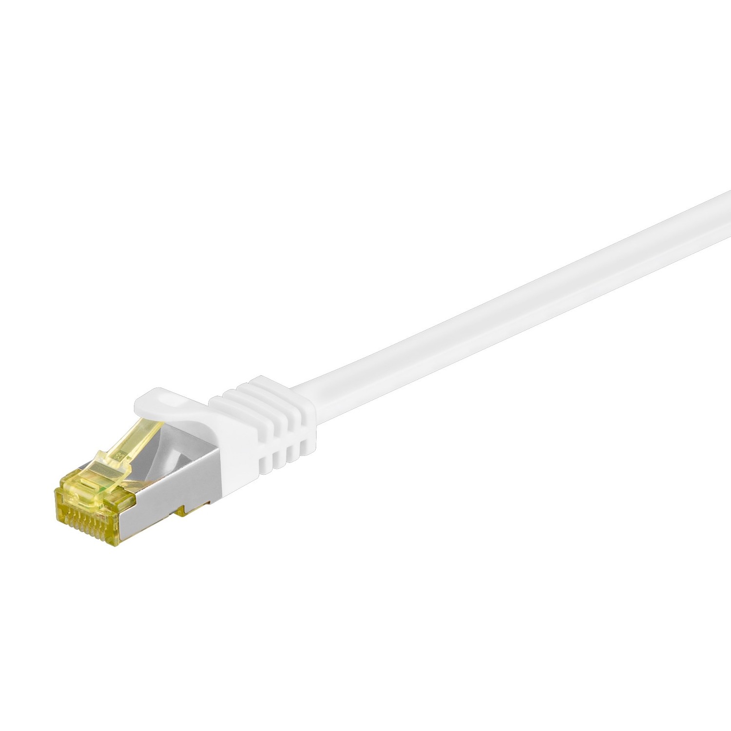 Goobay 1m RJ45 Patchkabel CAT 6A S/FTP (PiMF), 500 MHz, mit CAT 7 Rohkabel, weiß LSZH halogenfrei, Kupfer