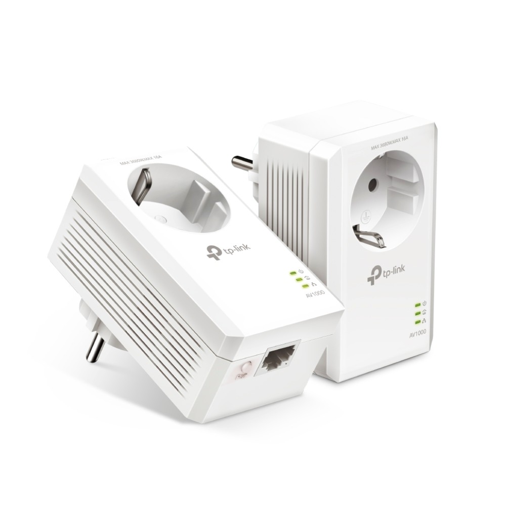 TP-Link AV1000 Gigabit Powerline Set mit Steckdosen 2x Adapter, bis zu 1.000 Mbit/s, Homeplug AV2, 1x Gigabit Ethernet