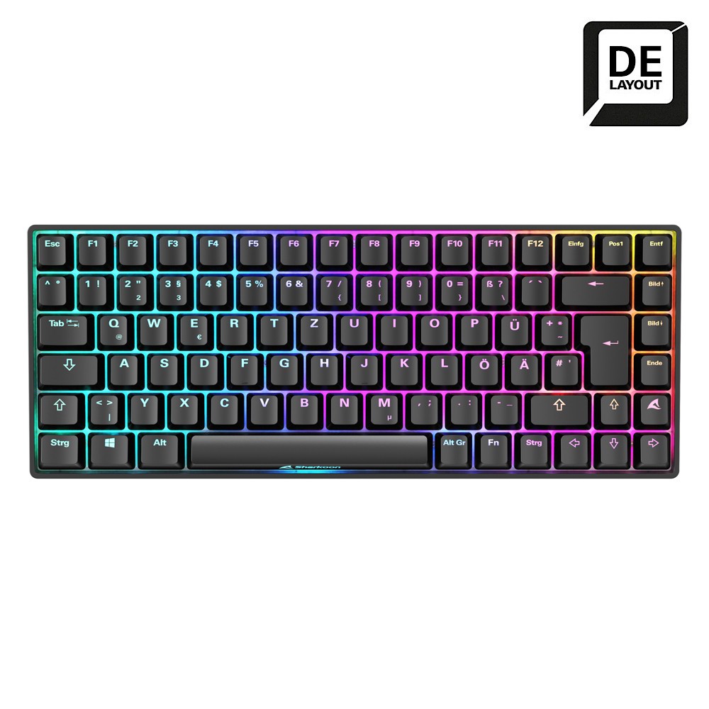 Sharkoon SKILLER SGK50 S3 Gaming Tastatur - 75% Layout, rote Hot-Swap Gateron-Switches, RGB-Beleuchtung, QWERTZ-Layout, schwarz